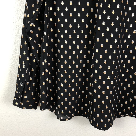 Who What Wear Long Sleeve Polka Dot Button Up Shier Sz L - Picture 9 of 10